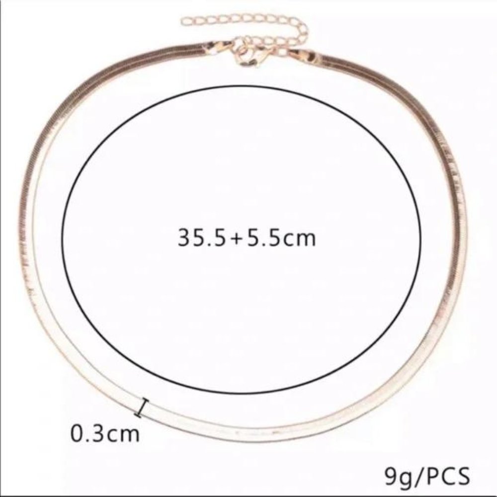 HERRINGBONE 18K GOLD CHAIN NECKLACE, NICE NECKLACE, CUTE NECKLACE - Picture 7 of 7